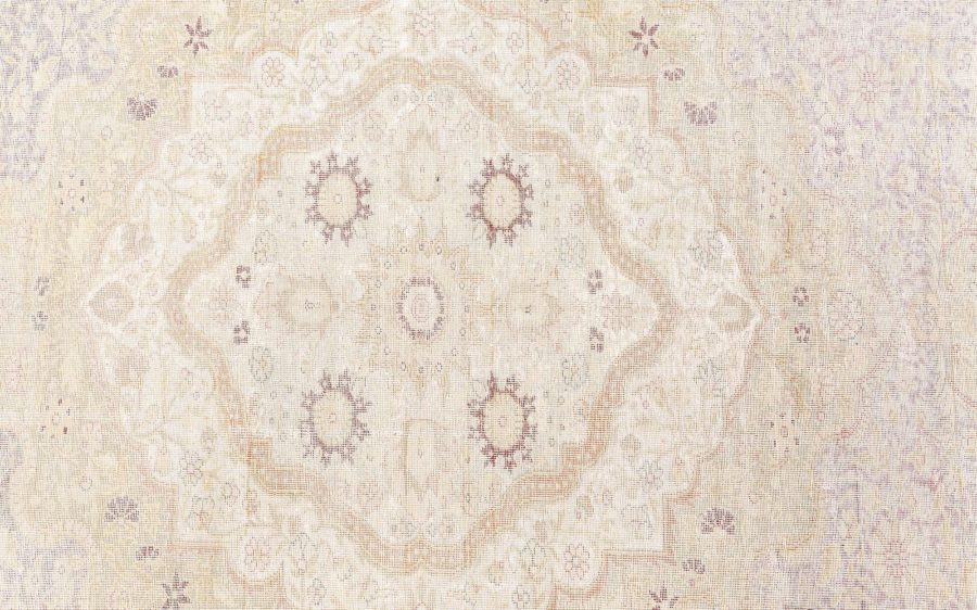One-of-a-kind Vintage Silk Turkish Botanic Beige Carpet BB8470