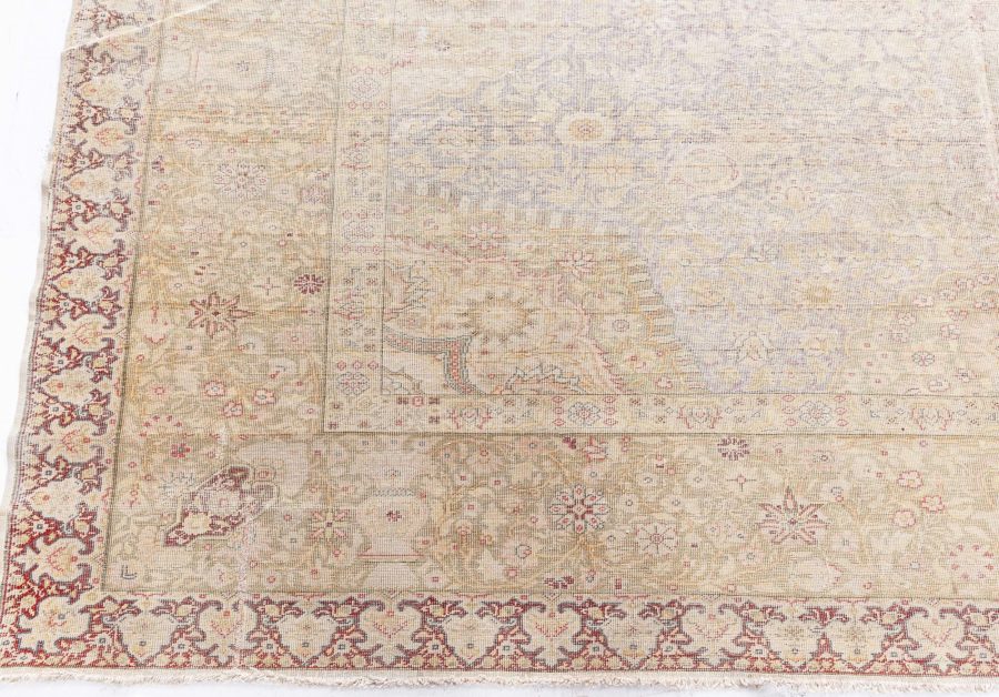 One-of-a-kind Vintage Silk Turkish Botanic Beige Carpet BB8470