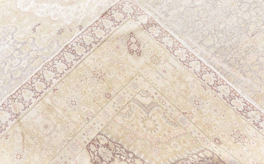 One-of-a-kind Vintage Silk Turkish Botanic Beige Carpet BB8470