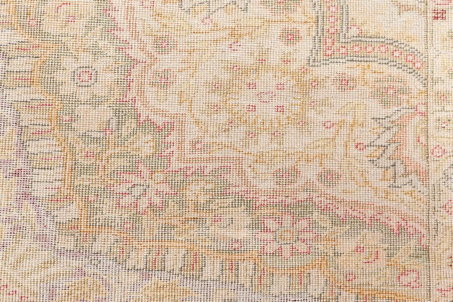 One-of-a-kind Vintage Silk Turkish Botanic Beige Carpet BB8470