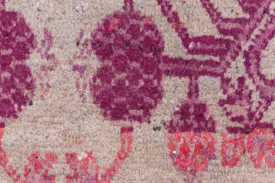 Vintage Samarkand Khotan Red, Purple, Grey Handmade Wool Rug BB8478