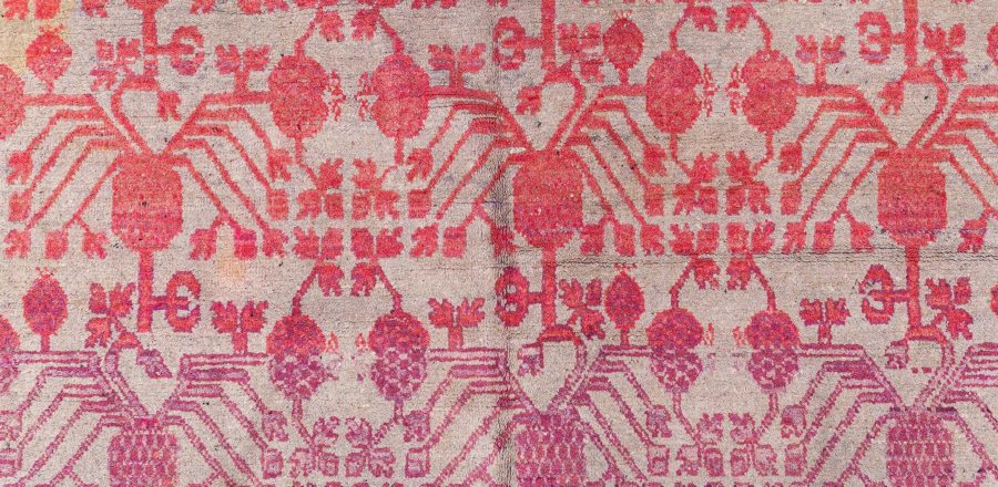 Vintage Samarkand Khotan Red, Purple, Grey Handmade Wool Rug BB8478