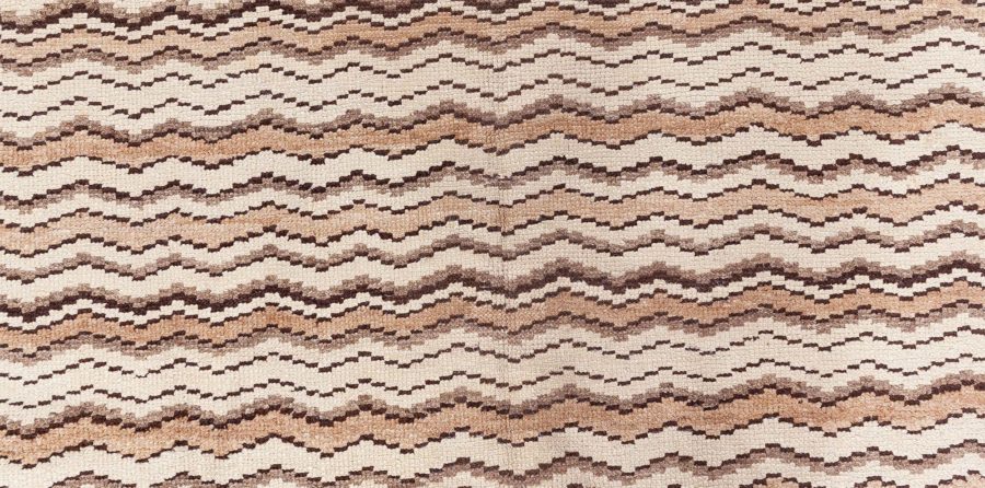 Mid-20th century Moroccan Beige, Brown and Black Handmade Wool Rug BB8480