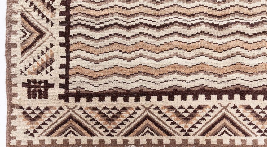 Mid-20th century Moroccan Beige, Brown and Black Handmade Wool Rug BB8480
