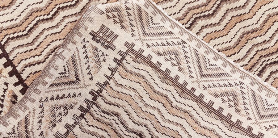 Mid-20th century Moroccan Beige, Brown and Black Handmade Wool Rug BB8480