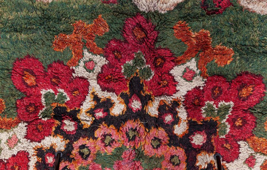 Authentic 19th Century French Green, Red fragment Rug BB8481