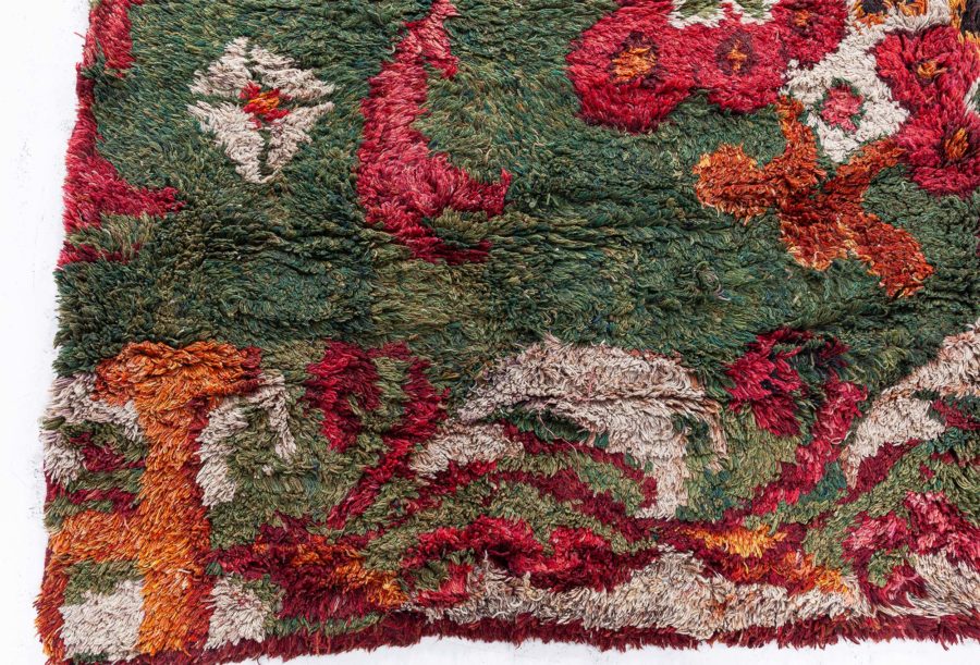 Authentic 19th Century French Green, Red fragment Rug BB8481