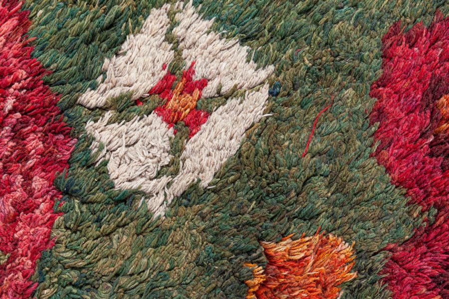 Authentic 19th Century French Green, Red fragment Rug BB8481