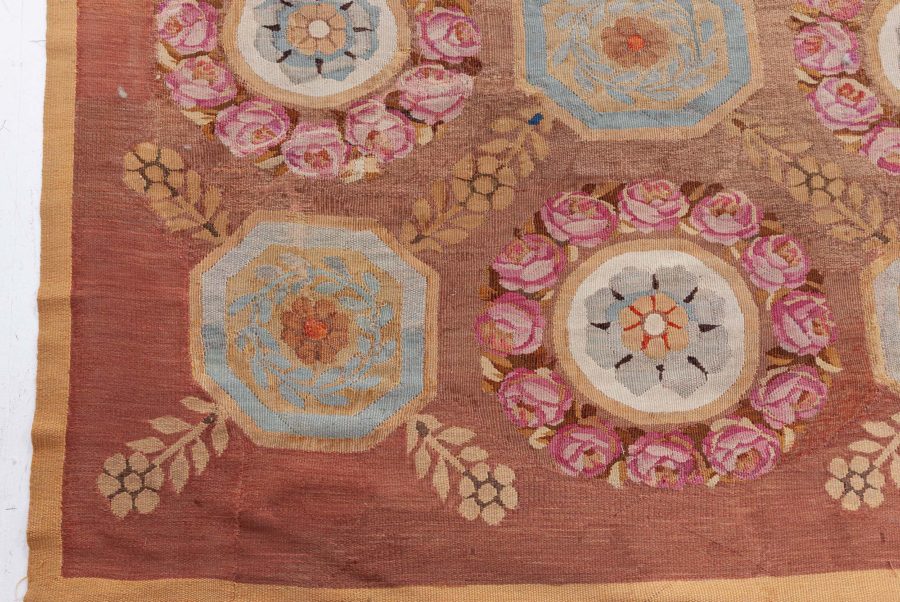 Early 19th Century Aubusson Brown Handmade Wool Rug BB8487