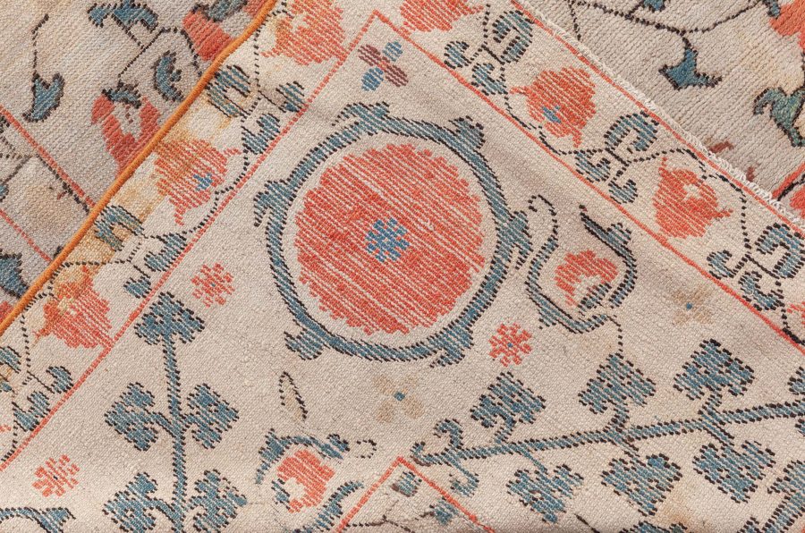 19th Century Samarkand Light Camel and Orange Handwoven Wool Rug BB8492