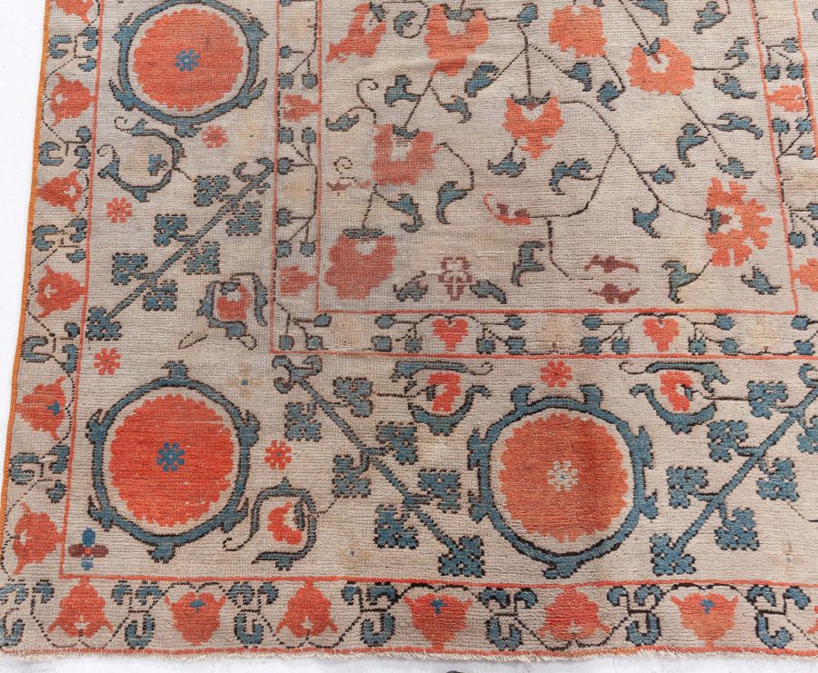 19th Century Samarkand Light Camel and Orange Handwoven Wool Rug BB8492