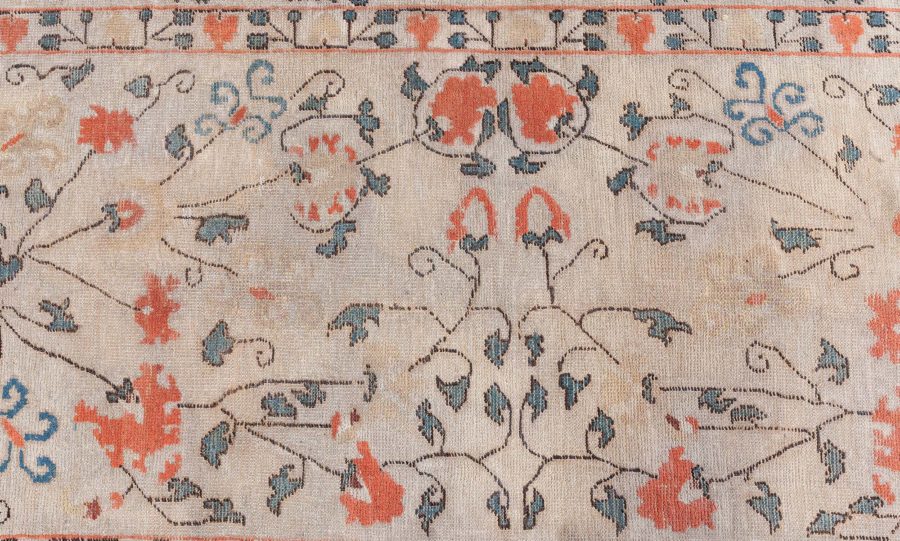 19th Century Samarkand Light Camel and Orange Handwoven Wool Rug BB8492