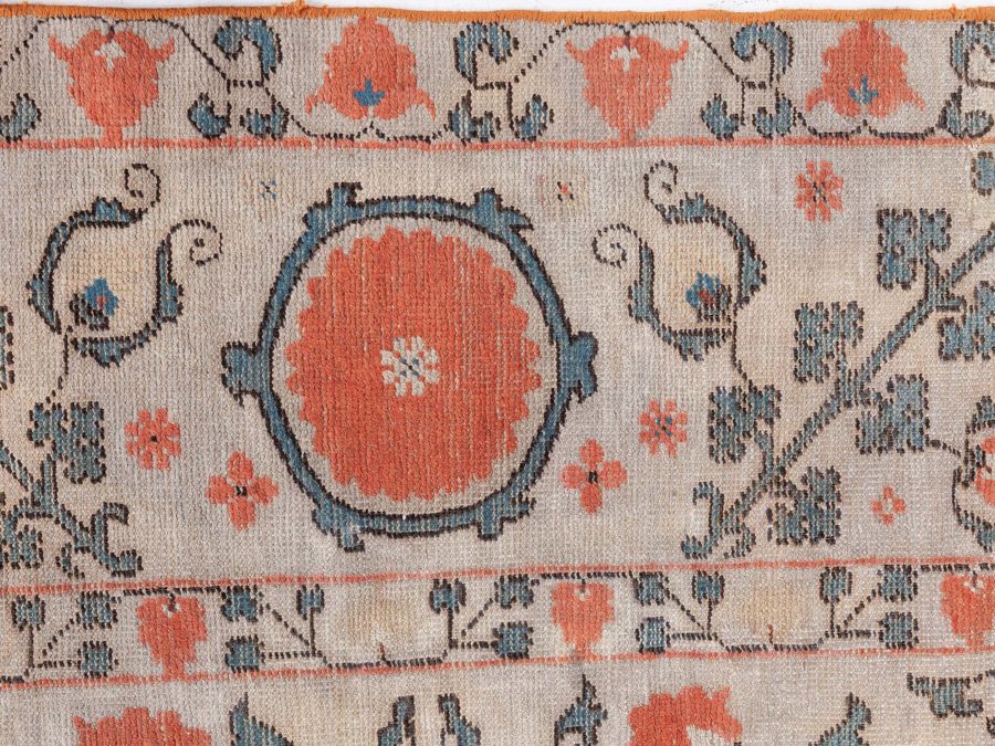 19th Century Samarkand Light Camel and Orange Handwoven Wool Rug BB8492