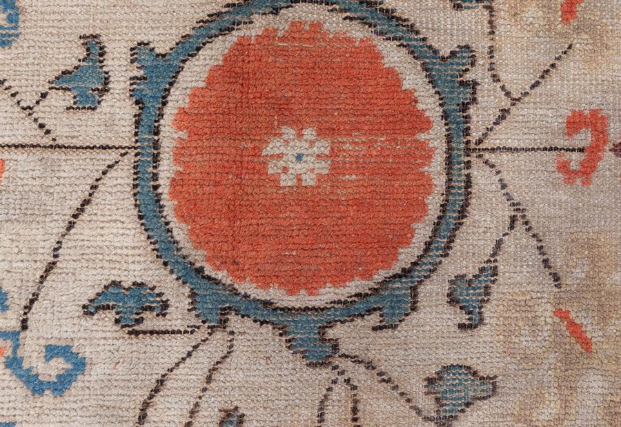 19th Century Samarkand Light Camel and Orange Handwoven Wool Rug BB8492