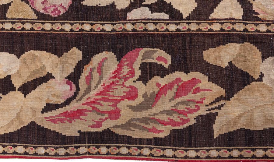 19th Century Russian Bessarabian Beige Botanic Handmade Wool Rug BB8501