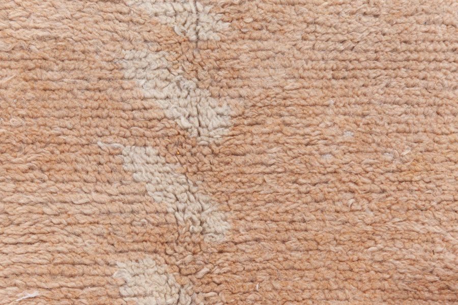Early 20th Century French Art Deco Orange, Beige and Brown Handmade Wool Rug BB8507