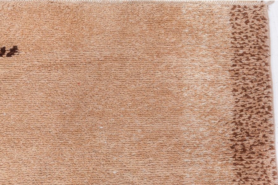 Early 20th Century French Art Deco Orange, Beige and Brown Handmade Wool Rug BB8507