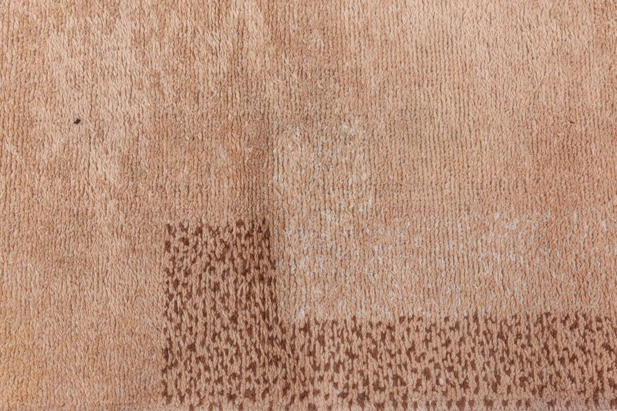 Early 20th Century French Art Deco Orange, Beige and Brown Handmade Wool Rug BB8507