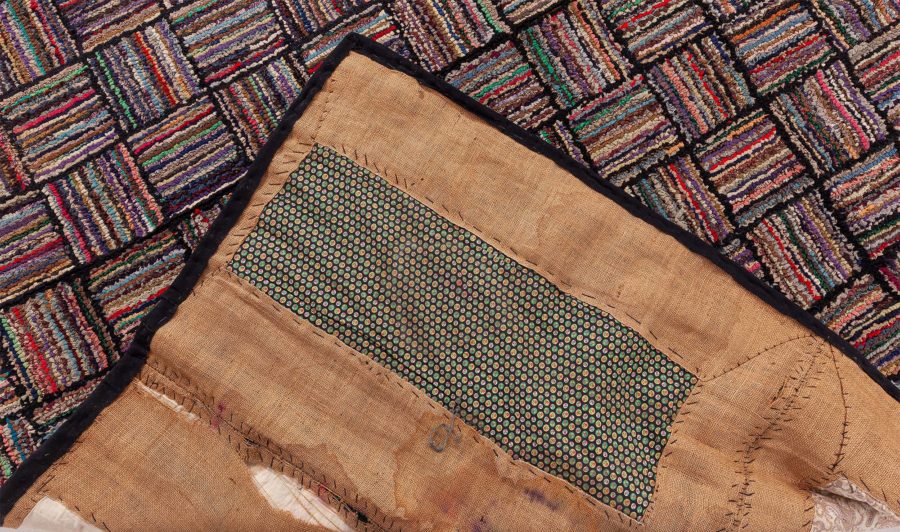 Mid-20th century Striped American Hooked Tile Rug BB8515