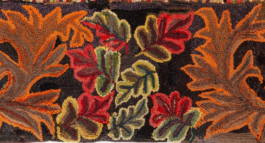 High-quality Vintage American Orange Hooked Rug BB8519