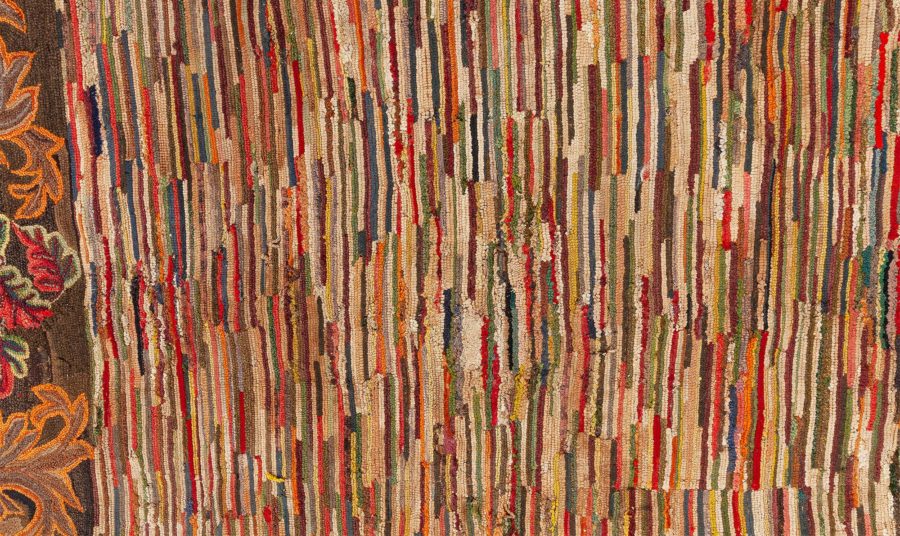 High-quality Vintage American Orange Hooked Rug BB8519