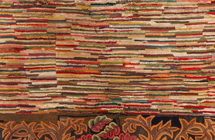 High-quality Vintage American Orange Hooked Rug BB8519