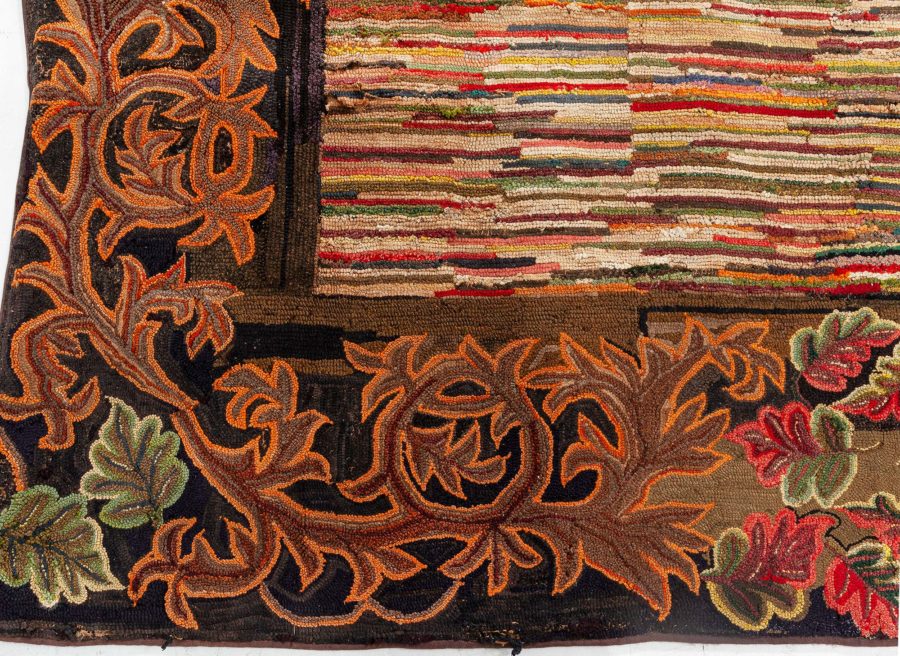 High-quality Vintage American Orange Hooked Rug BB8519