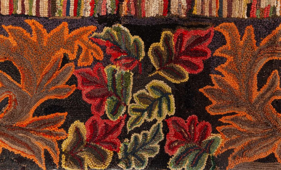High-quality Vintage American Orange Hooked Rug BB8519