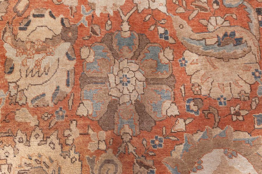 Antique Persian Tabriz Botanic Handmade Wool Rug BB8527