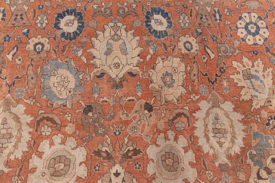 Antique Persian Tabriz Botanic Handmade Wool Rug BB8527