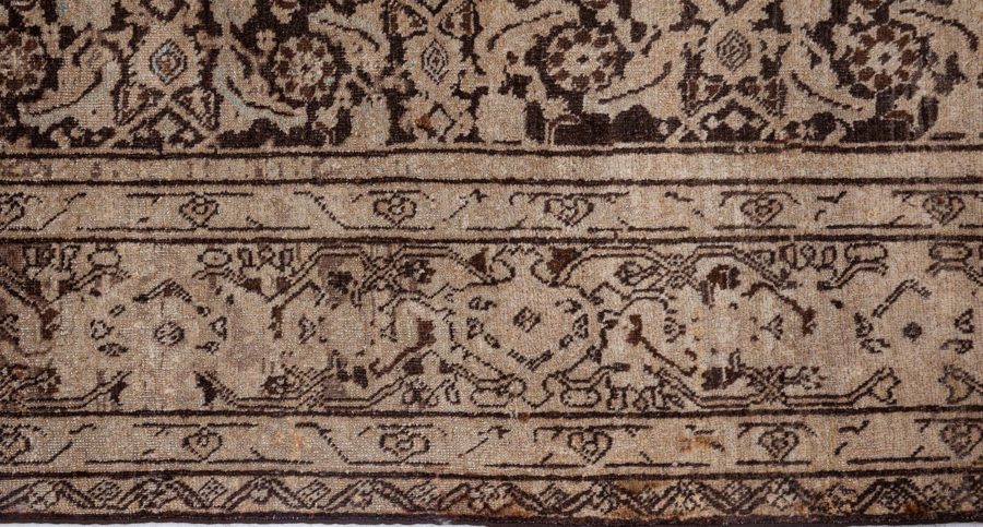 Antique Persian Tabriz Beige Brown Handwoven Wool Rug BB8529