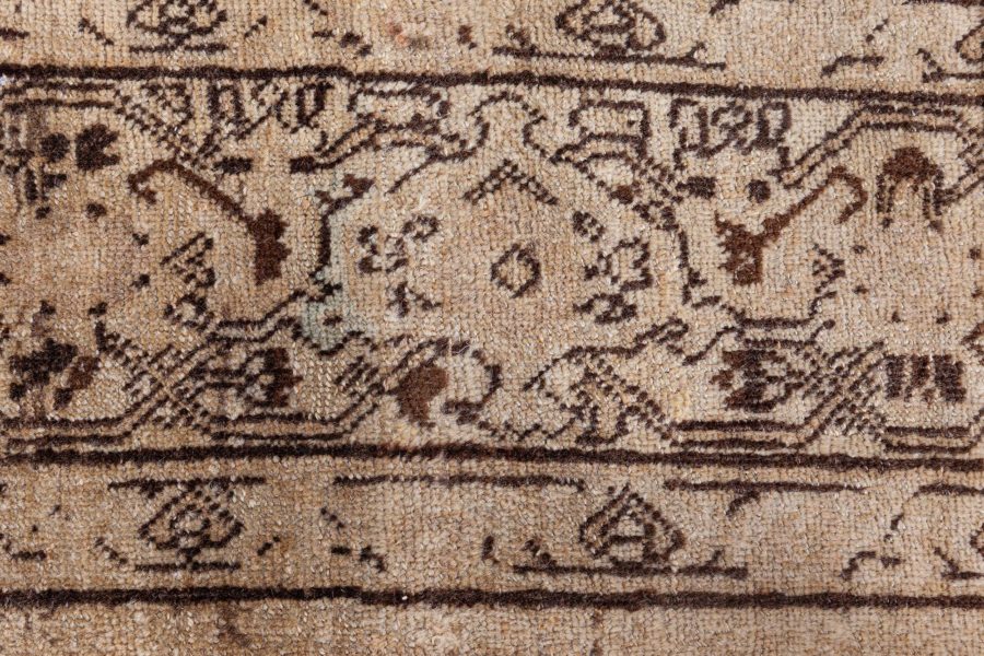 Antique Persian Tabriz Beige Brown Handwoven Wool Rug BB8529