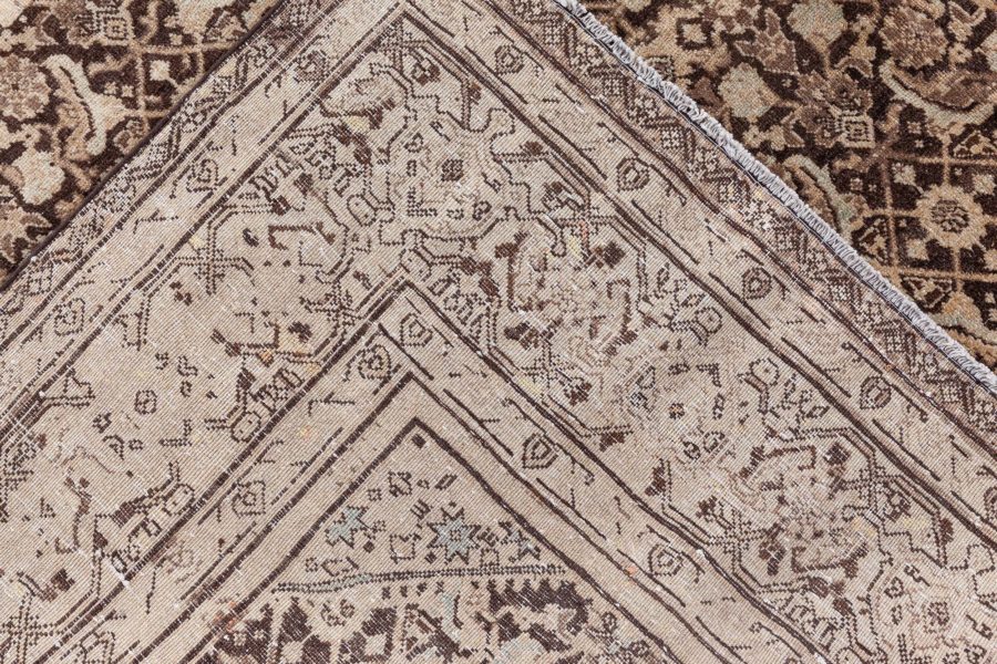 Antique Persian Tabriz Beige Brown Handwoven Wool Rug BB8529