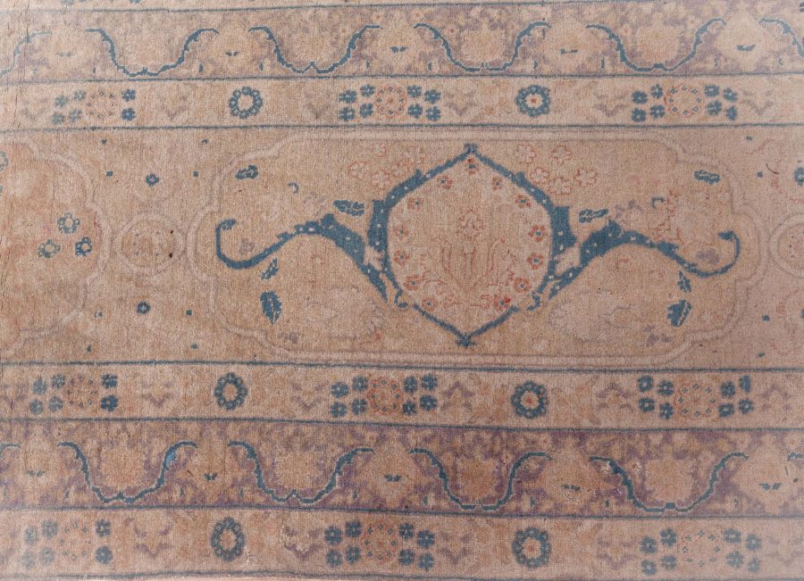 One-of-a-kind Large Antique Persian Tabriz Beige Handmade Wool Carpet BB8544