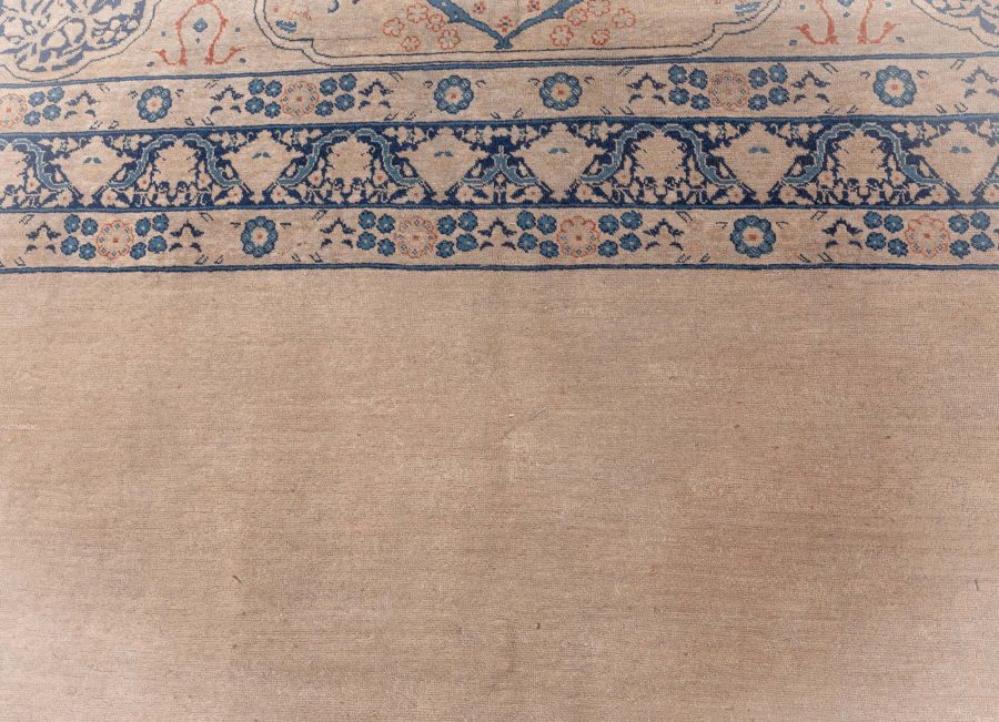 One-of-a-kind Large Antique Persian Tabriz Beige Handmade Wool Carpet BB8544