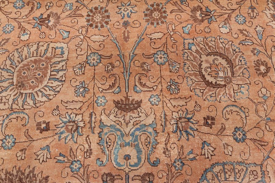 Authentic 19th Century Persian Tabriz Blue, Brown Handmade Wool Rug BB8559