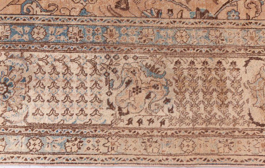 Authentic 19th Century Persian Tabriz Blue, Brown Handmade Wool Rug BB8559