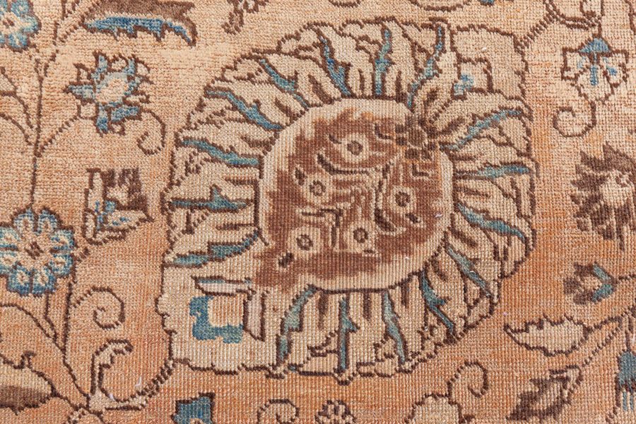 Authentic 19th Century Persian Tabriz Blue, Brown Handmade Wool Rug BB8559
