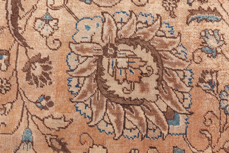 Authentic 19th Century Persian Tabriz Blue, Brown Handmade Wool Rug BB8559