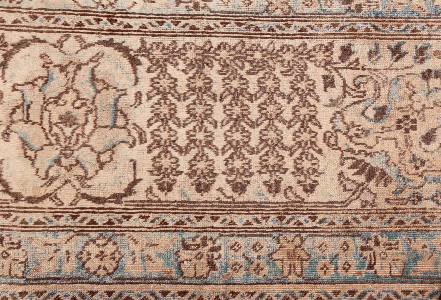 Authentic 19th Century Persian Tabriz Blue, Brown Handmade Wool Rug BB8559