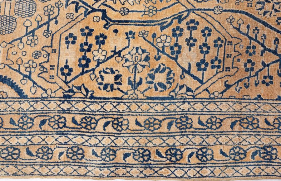 Fine Antique Kirman Botanic Handmade Wool Rug (Size Adjusted) BB8561
