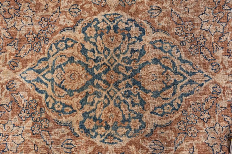 Antique Persian Tabriz Brown Handmade Wool Rug BB8562