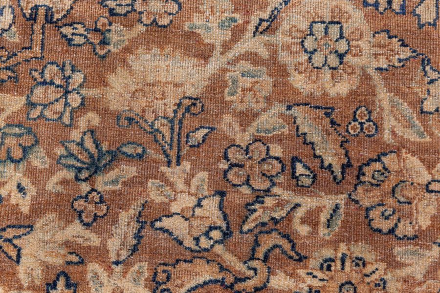 Antique Persian Tabriz Brown Handmade Wool Rug BB8562