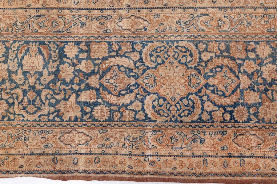 Antique Persian Tabriz Brown Handmade Wool Rug BB8562