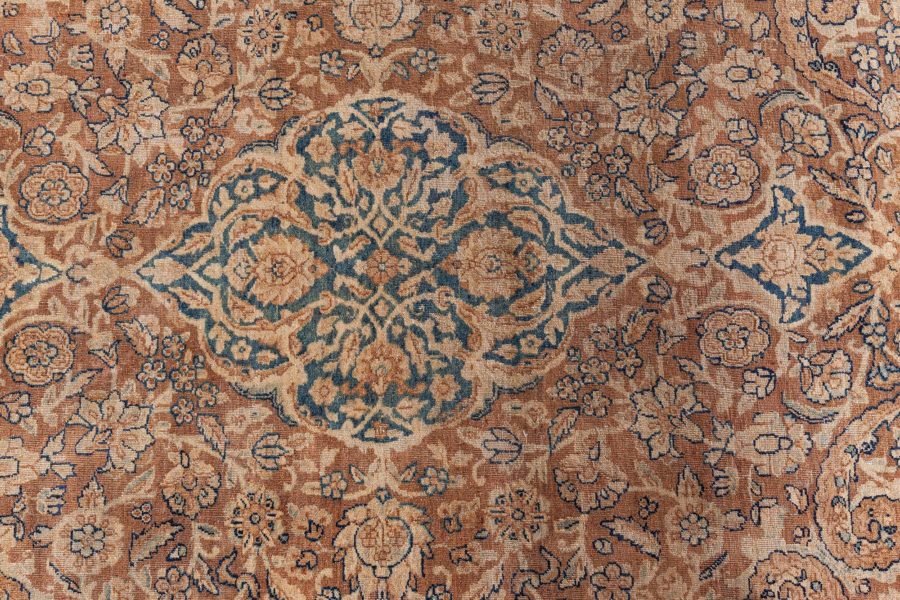 Antique Persian Tabriz Brown Handmade Wool Rug BB8562