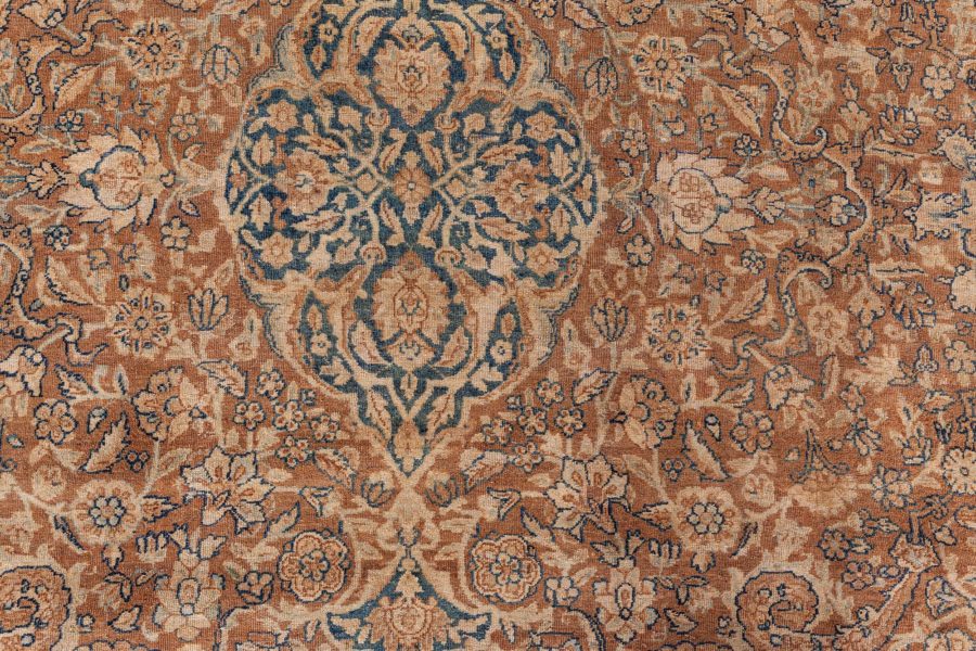 Antique Persian Tabriz Brown Handmade Wool Rug BB8562