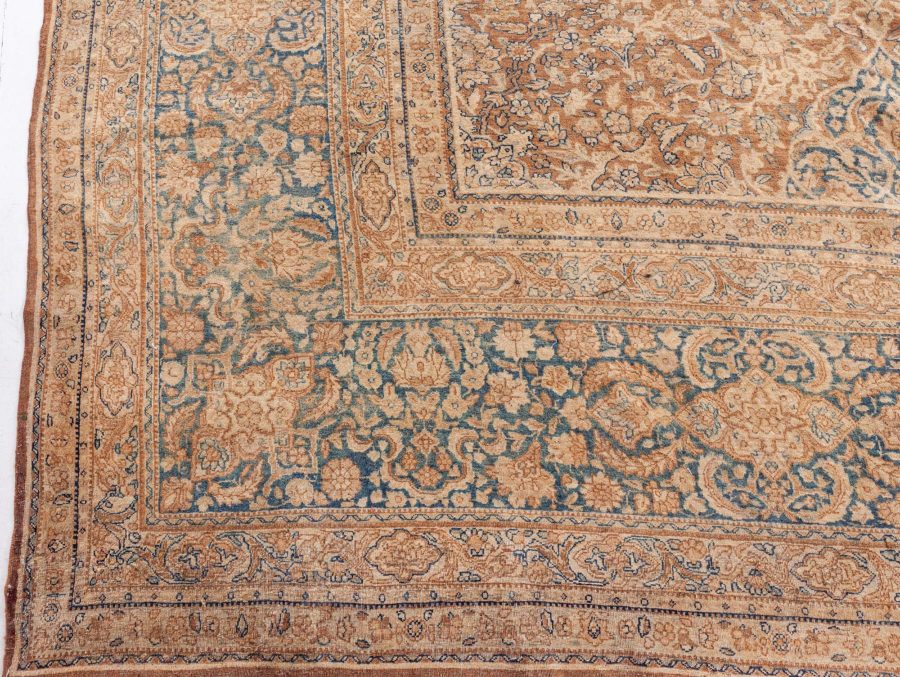 Antique Persian Tabriz Brown Handmade Wool Rug BB8562