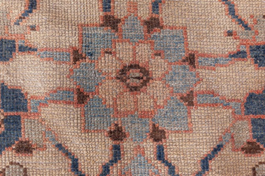 Neutral Beige Soft Blues and Pinks Antique Persian Malayer Rug BB8567