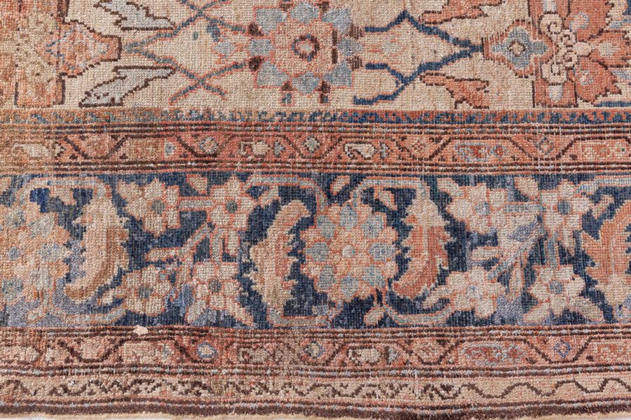 Neutral Beige Soft Blues and Pinks Antique Persian Malayer Rug BB8567