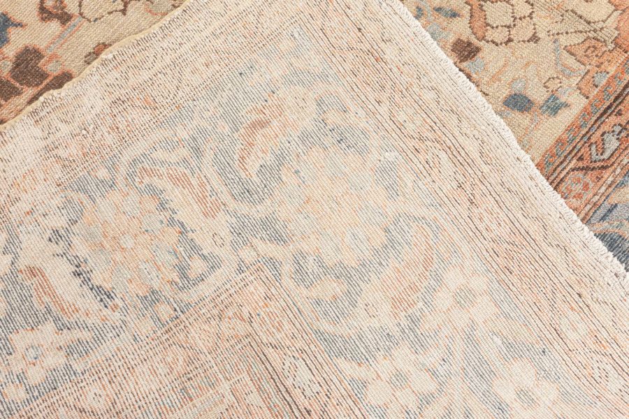 Neutral Beige Soft Blues and Pinks Antique Persian Malayer Rug BB8567